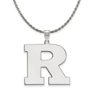 Sterling Silver Rutgers XL Initial R Necklace - 22 Inch